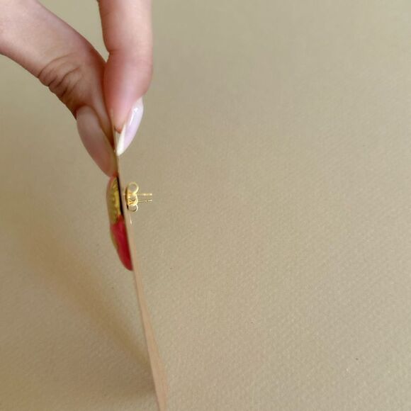 Pink and Gold Statement Earrings N1531 - Picture 3 of 3